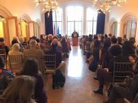 Crowd gathered for Narrative Medicine rounds.
